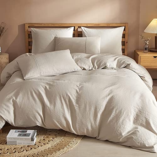 Grassix 100% Linen Duvet Cover - Breathable, Moisture-Wicking, OEKO-TEX Certified - Queen Size Set