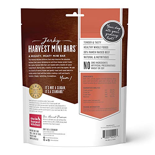 The Honest Kitchen Dog Treats - High Protein Beef & Carrot Bars, Human Grade - 4oz