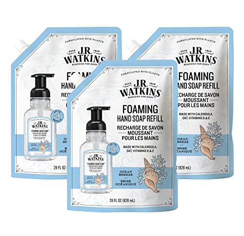 J.R. Watkins Foaming Hand Soap Refill - Moisturizing Ocean Breeze, Cruelty-Free - 28 fl oz, 3 Pack