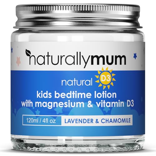 NaturallyMum Kids Magnesium Bedtime Lotion - Supports Sleep & Health, Lavender Scent - 4.2 fl oz