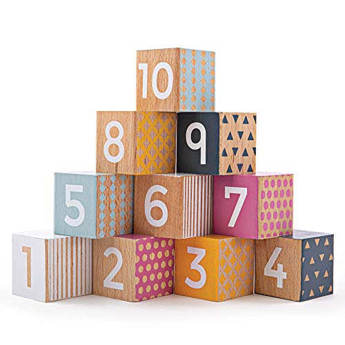 Bigjigs Toys Wooden Number Blocks - 100% FSC Certified, Safe, Educational Stacking Fun - 10 Blocks