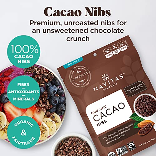 Navitas Organics Cacao Nibs - Nutrient-Dense, Fair Trade, Gluten-Free - 16oz (2-Pack)