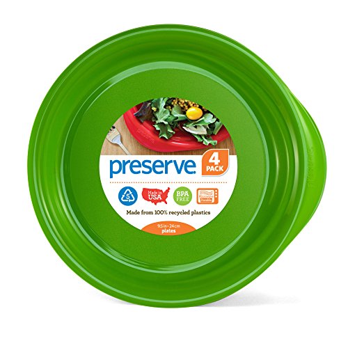 Preserve Everyday Plates - Durable, BPA-Free, Recycled Materials, Set of 4, Apple Green - 9.5in