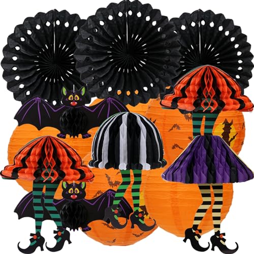 PAPER FAIR Halloween Paper Lanterns - 12 Pcs Reusable 3D Decorations for Parties & Home Decor