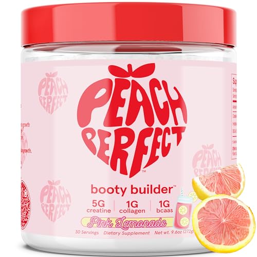 Peach Perfect Creatine Powder - Muscle & Skin Support, Vegan Collagen, Pink Lemonade - 30 Servings