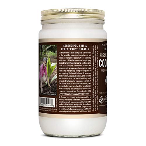 Dr. Bronner's Virgin Coconut Oil - Versatile Moisturizer & Cooking Oil, Fair Trade, 30oz