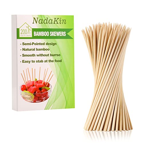 200 PCS Bamboo Skewers - Safe, Strong & Disposable for Grilling, Appetizers, & More