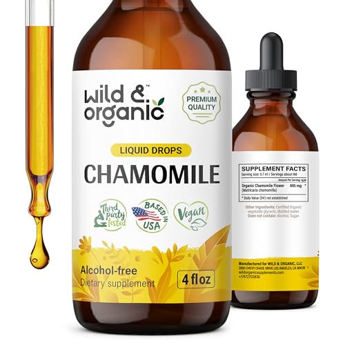 Wild & Organic Chamomile Extract - Relaxation Support, Alcohol-Free, Vegan - 4 fl oz