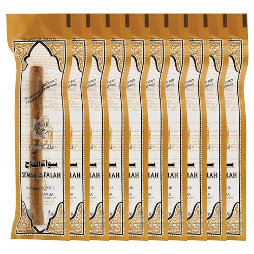 Sewak Al-Falah Miswak Toothbrush - Natural Cleaning, Soft Bristles, 10 Pack for Families