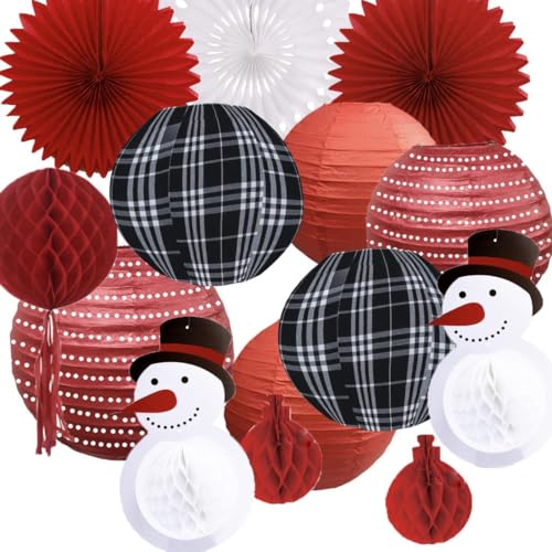 PAPER FAIR Decorative Accessory Set - 14 Holiday Lanterns, Recyclable & Durable - Festive Decor