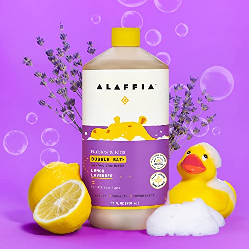 Alaffia Kids Bubble Bath - Gentle Cleansing with Shea Butter & Lavender, Vegan - 32 Fl Oz