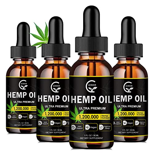 GORNVB High Potency Hemp Oil - Immune Support, Pure Organic Extract, Vegan - 4-Pack