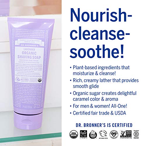 Dr. Bronner's Organic Shaving Soap - Soothes & Moisturizes, Lavender Scent - 7oz