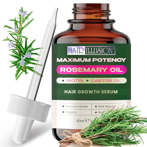 Natural Rosemary Mint Hair Growth Oil - Strengthens Hair, Enhances Shine, Biotin & Castor Oil - 2oz