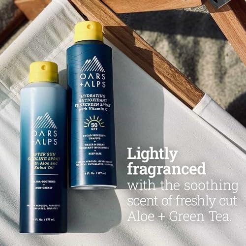 Oars + Alps After Sun Cooling Spray - Hydrates & Soothes Burned Skin, Green Tea Scent - 6 Fl Oz