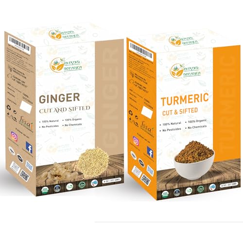 Herbs Botanica Ginger & Turmeric Root Cut - Digestion & Immunity Support, Vegan - 8oz Each