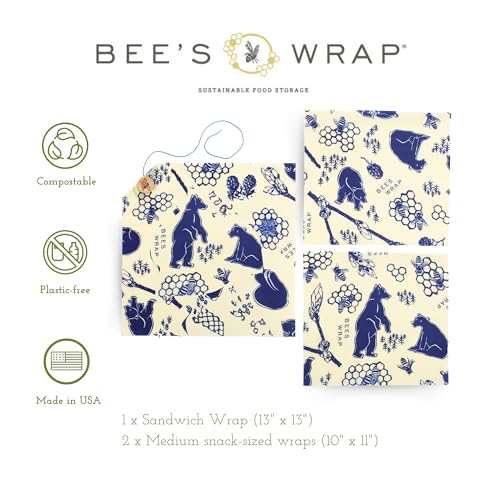 Bee's Wrap Back to School Bundle - Vegan Food Storage, Reusable Wraps & Bags, Assorted Sizes