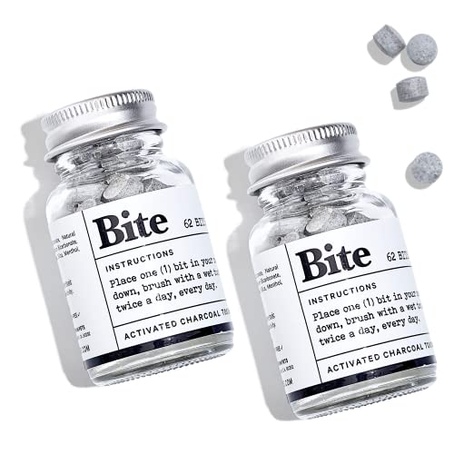 Bite Toothpaste Bits - Whitening, Remineralizes Enamel, Vegan & Plastic-Free - Mint Charcoal