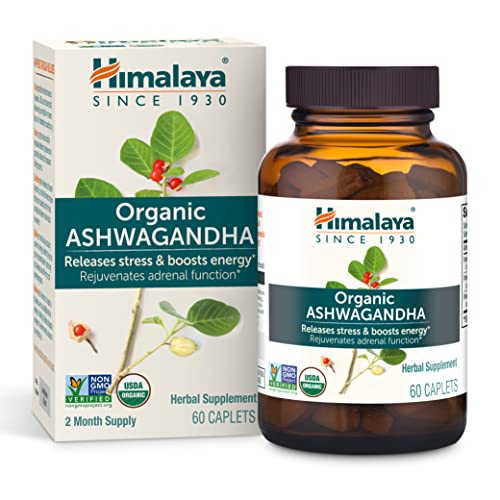 Himalaya Organic Ashwagandha - Stress Relief & Energy Support, Non-GMO, Vegan - 60 Caplets