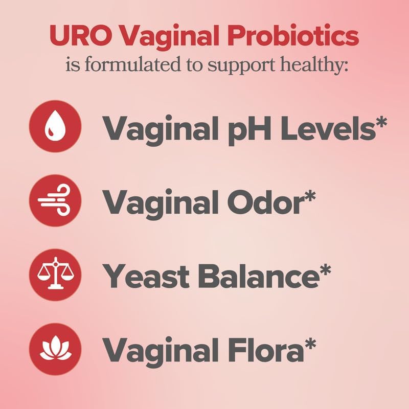 URO Vaginal Probiotic - Supports pH Balance & Vaginal Flora, Vegan & Non-GMO - 60 Capsules