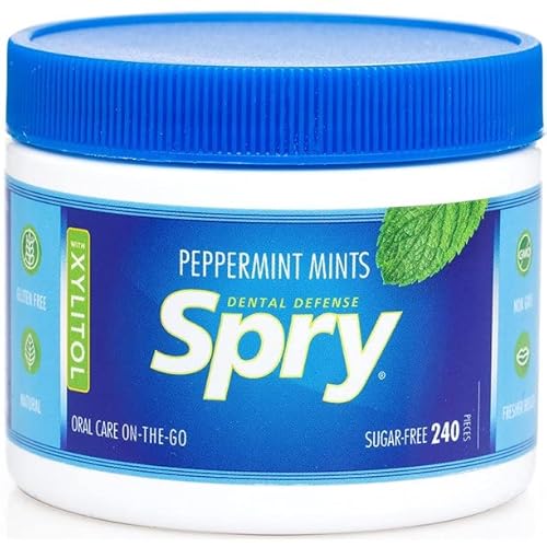 Spry Xylitol Peppermint Mints - Freshens Breath, Promotes Oral Health, Sugar-Free - 240 Count