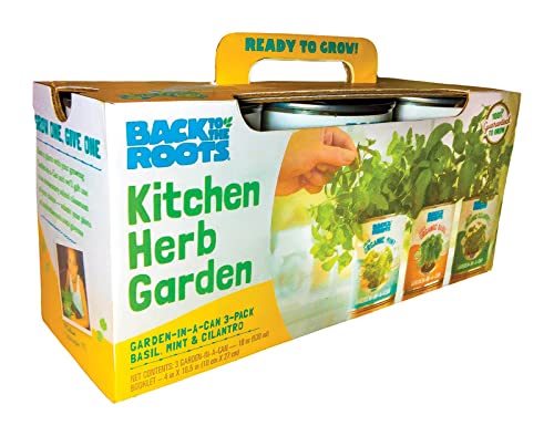 Back to the Roots Herb Grow Kit - Organic Basil, Mint & Cilantro, Indoor Gardening - 3 Seeds