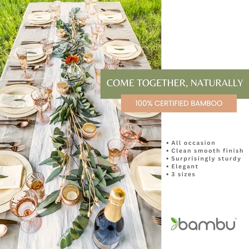 Bambu Disposable Bamboo Plates - 100% Biodegradable, Elegant Design, Pack of 25 - 11"