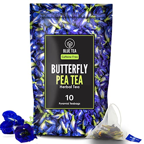 Blue Tea Butterfly Pea Flower Tea - Antioxidant Herbal Blend, Caffeine-Free, Vegan - 10 Count