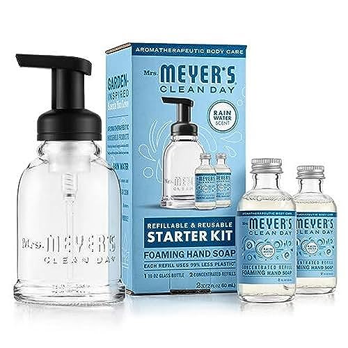 Mrs. Meyer's Foaming Hand Soap Kit - Moisturizing, Rain Water Scent, Cruelty-Free - 10oz Dispenser