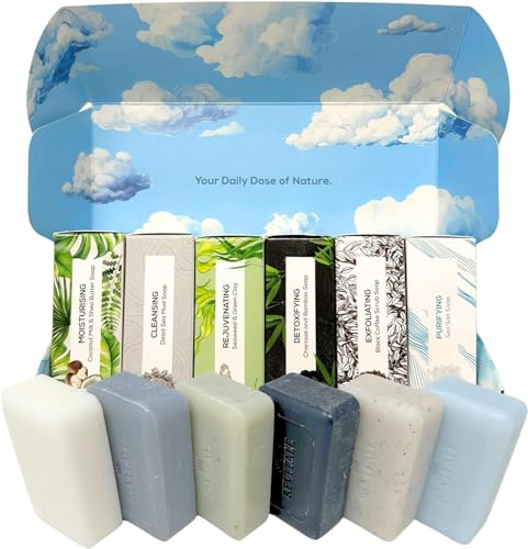 REVITALE Natural Cleansing Soap Set - Vegan, SLS & Paraben-Free, Moisturizing - 6 x 100g Bars