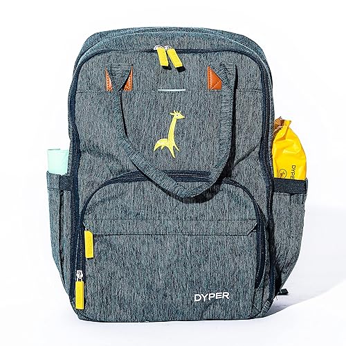 DYPER Diaper Tote Backpack - Organizes Essentials, Recycled Materials, Changing Pad - Green Melange