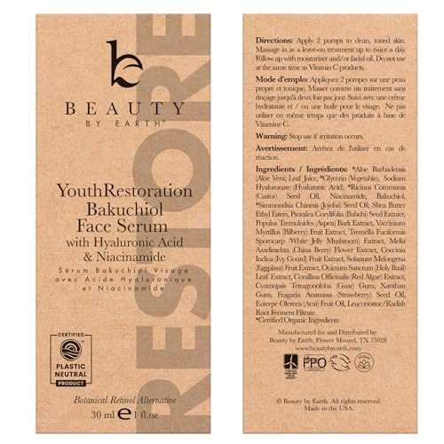 Bakuchiol Face Serum - Plant-Based Retinol Alternative, Reduces Fine Lines, 1.0 oz