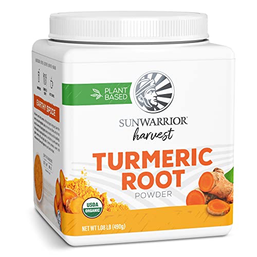 Sunwarrior Organic Turmeric Root Powder - Antioxidant Boost, USDA Non-GMO - 490g Tub