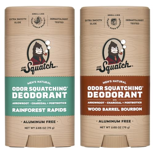 Dr. Squatch Men's Natural Deodorant - Powerful Odor Protection, Aluminum-Free - 2 Pack