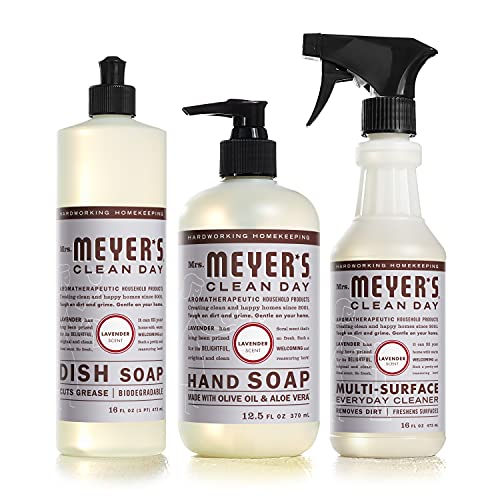 Mrs. Meyer's Kitchen Basics Set - Plant-Derived Cleaners, Lavender Scent - 3 Count Pack