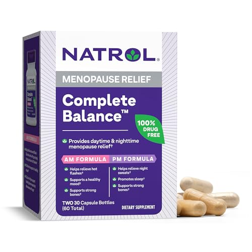 Natrol Complete Balance Menopause Supplement - Day & Night Relief with Black Cohosh - 60 Capsules