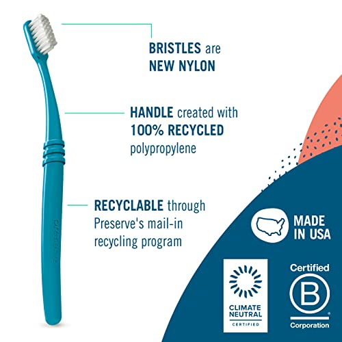 Preserve Toothbrush - Soft Bristles, Made from Recycled Plastic, 6 Count, Assorted Colors