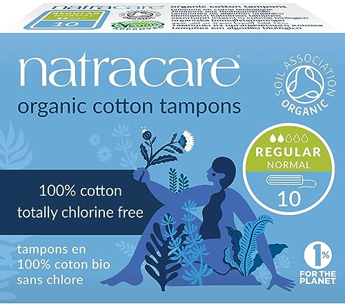 Natracare Organic Cotton Tampons - Chlorine Free, Biodegradable, Sensitive Skin - 10 Count