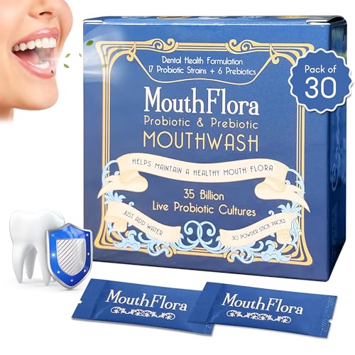 MouthFlora Probiotic Mouthwash - Balances Oral Biome, 35B CFUs, 30 Pack of Concentrated Powder