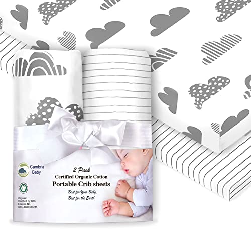 Organic Cotton Fitted Crib Sheets - Soft, Breathable, Certified for Baby Safety - 2 Pack