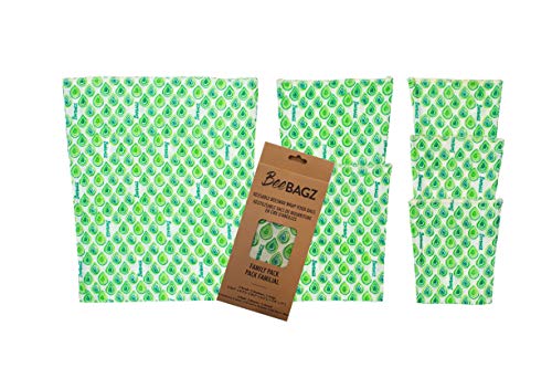 BeeBAGZ Beeswax Food Wraps - Naturally Keeps Food Fresh, Reusable & Plastic-Free - 6 Pack