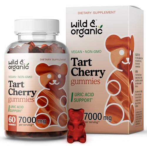 Wild & Organic Tart Cherry Gummies - Uric Acid Cleanse & Joint Support, Vegan, 60 Chews