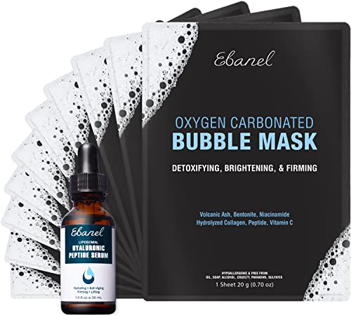 Ebanel Face Mask Bundle - Deep Cleansing, Anti-Acne, 2.5% Retinol Serum - 10 Masks & 1 Serum