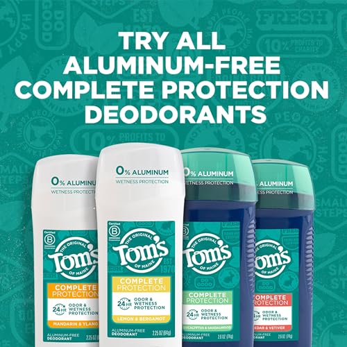 Tom's of Maine Natural Deodorant - 24-Hour Odor Protection, Aluminum-Free, Cedar & Vetiver - 2.6oz