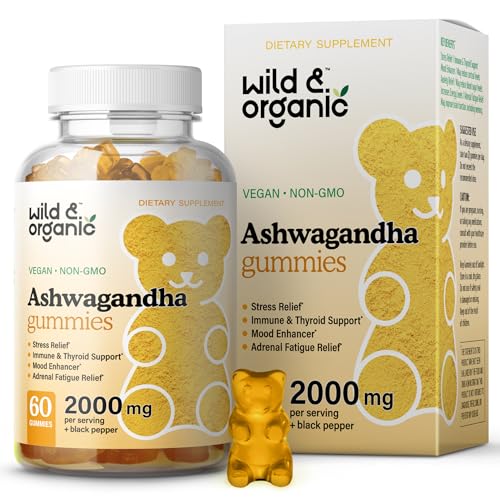 Wild & Organic Ashwagandha Gummies - Mood Support, Vegan, Pectin-Based, Mango Flavor - 60ct