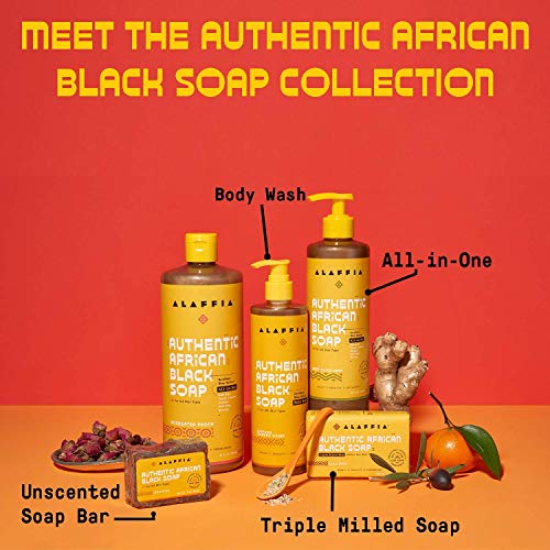 Alaffia African Black Soap Set - Detoxifying Charcoal Reishi, Fair Trade - 5oz (Pack of 3)