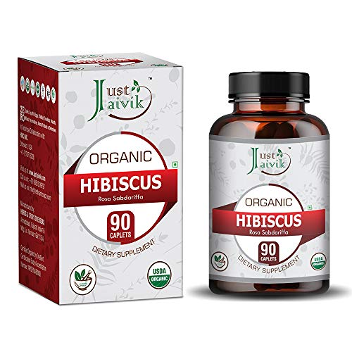 Just Jaivik Hibiscus Dietary Supplement - Supports Cardiac Health, 100% Organic - 750mg, 90 Tablets