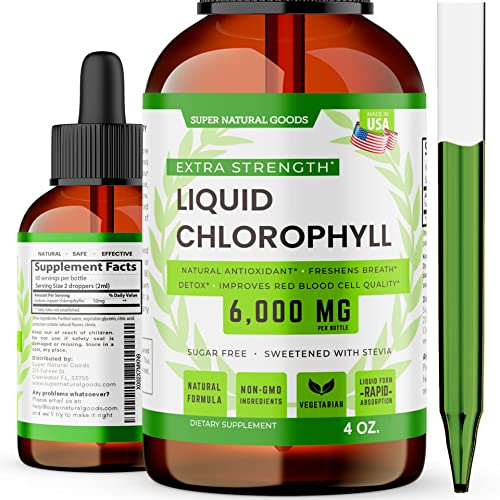 Super Natural Goods Chlorophyll Liquid Drops - Immune Support, Detox & Energy Boost - 4oz