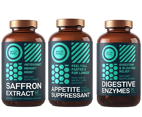 WILD FUEL Digestive Enzymes & Saffron Extract Capsules - Mood & Digestion Support - 240 Caps