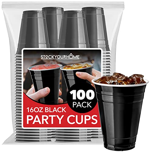 Stock Your Home Disposable Plastic Cups - BPA-Free, Heavy-Duty, 100 Count, 16oz Size